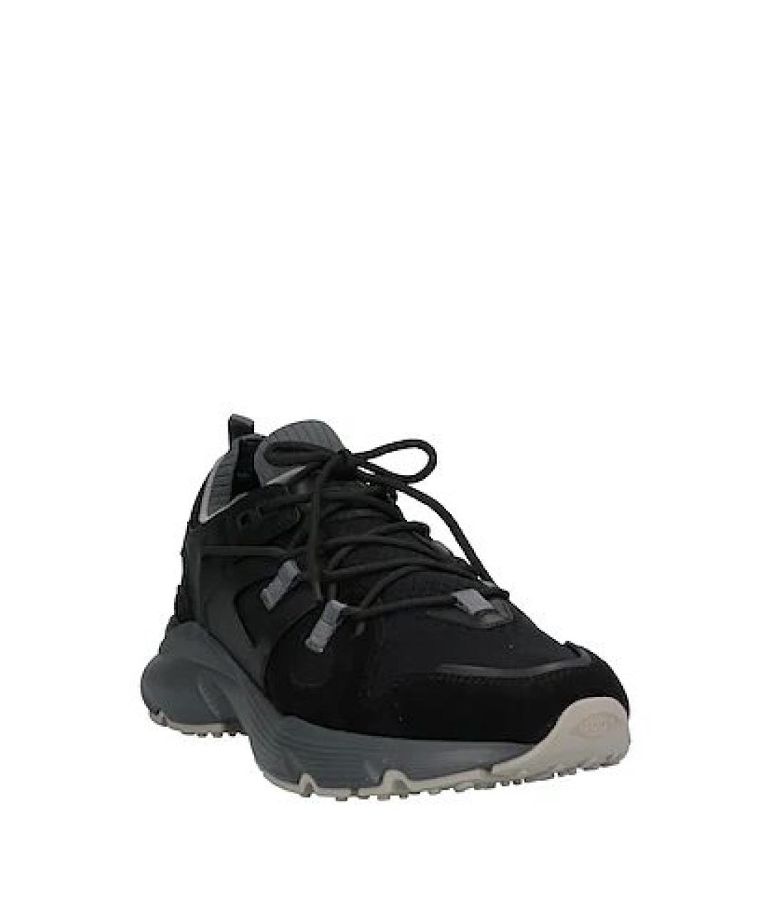 TOD'S Черные кожаные низкие кроссовки / кеды, фото 3