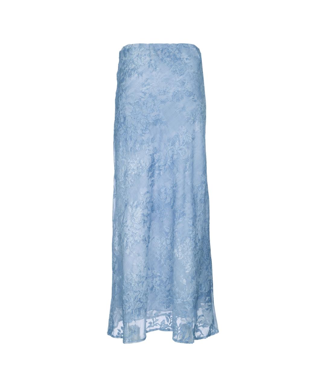 ERMANNO FIRENZE Голубая вискозная юбка макси, фото 2