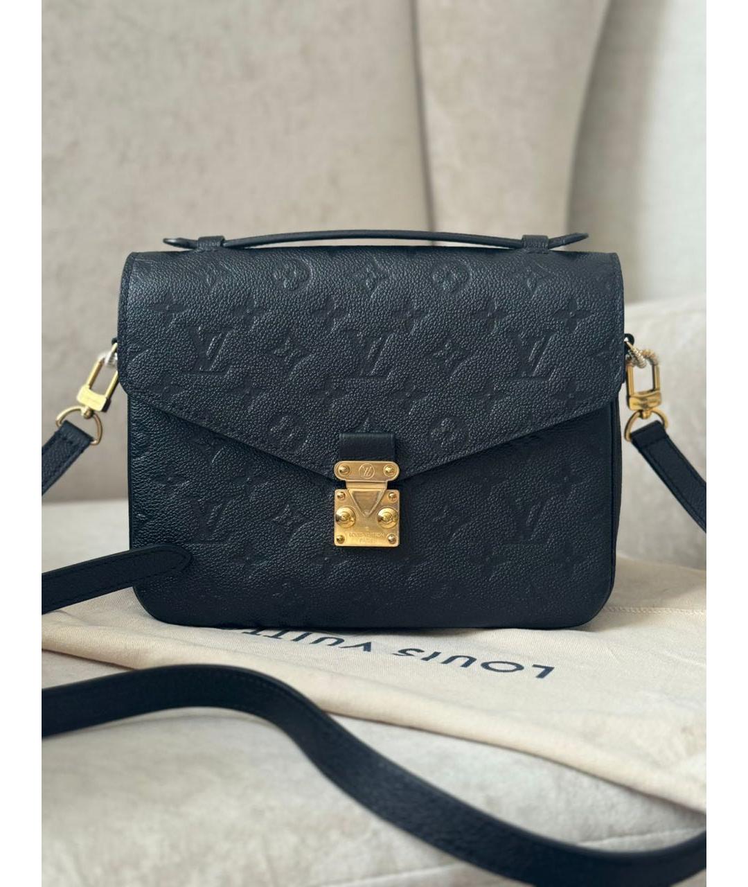 LOUIS VUITTON Черная кожаная сумка через плечо, фото 9