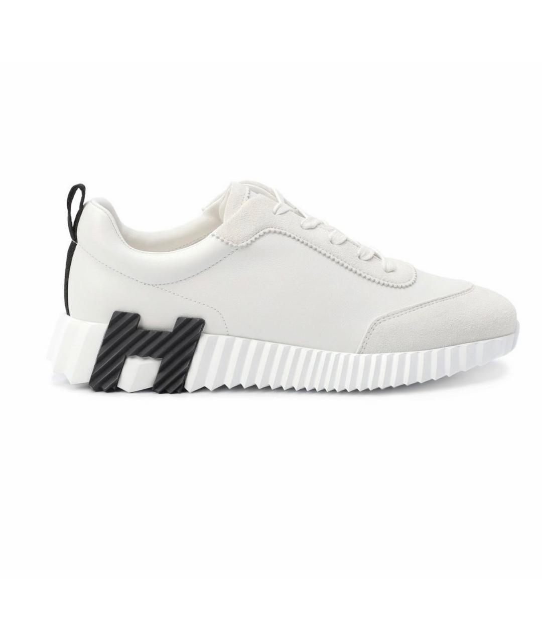 HERMES Белые кожаные слипоны, фото 9