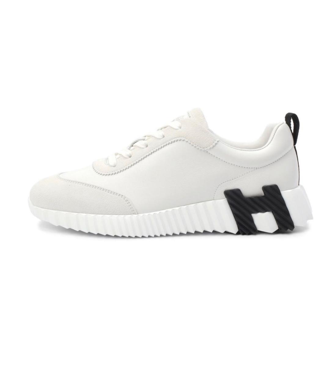 HERMES Белые кожаные слипоны, фото 5