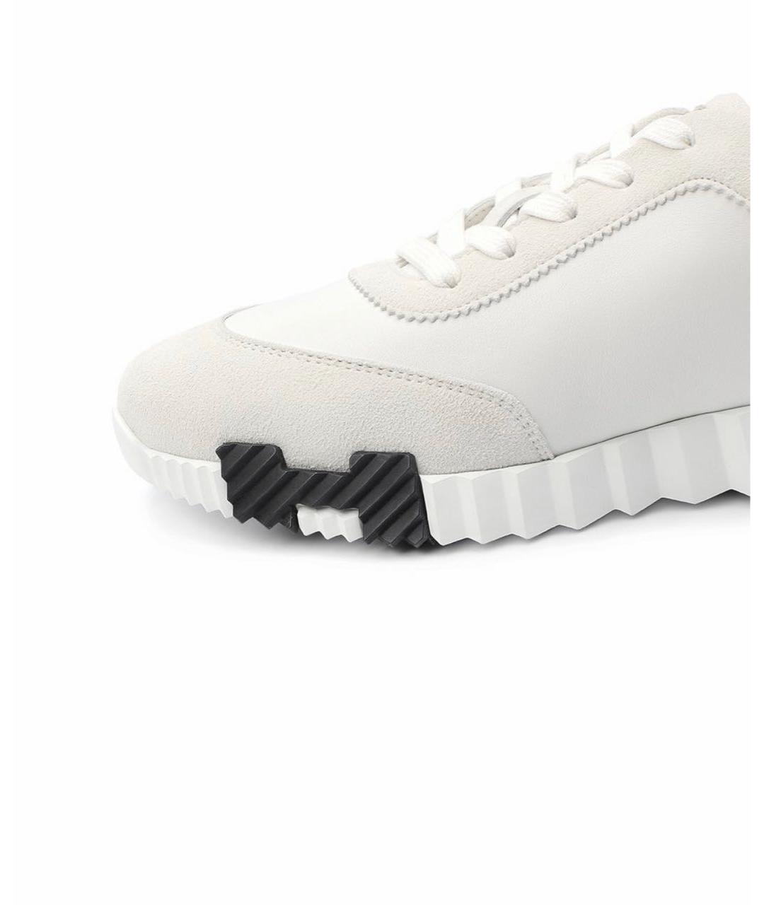 HERMES Белые кожаные слипоны, фото 2