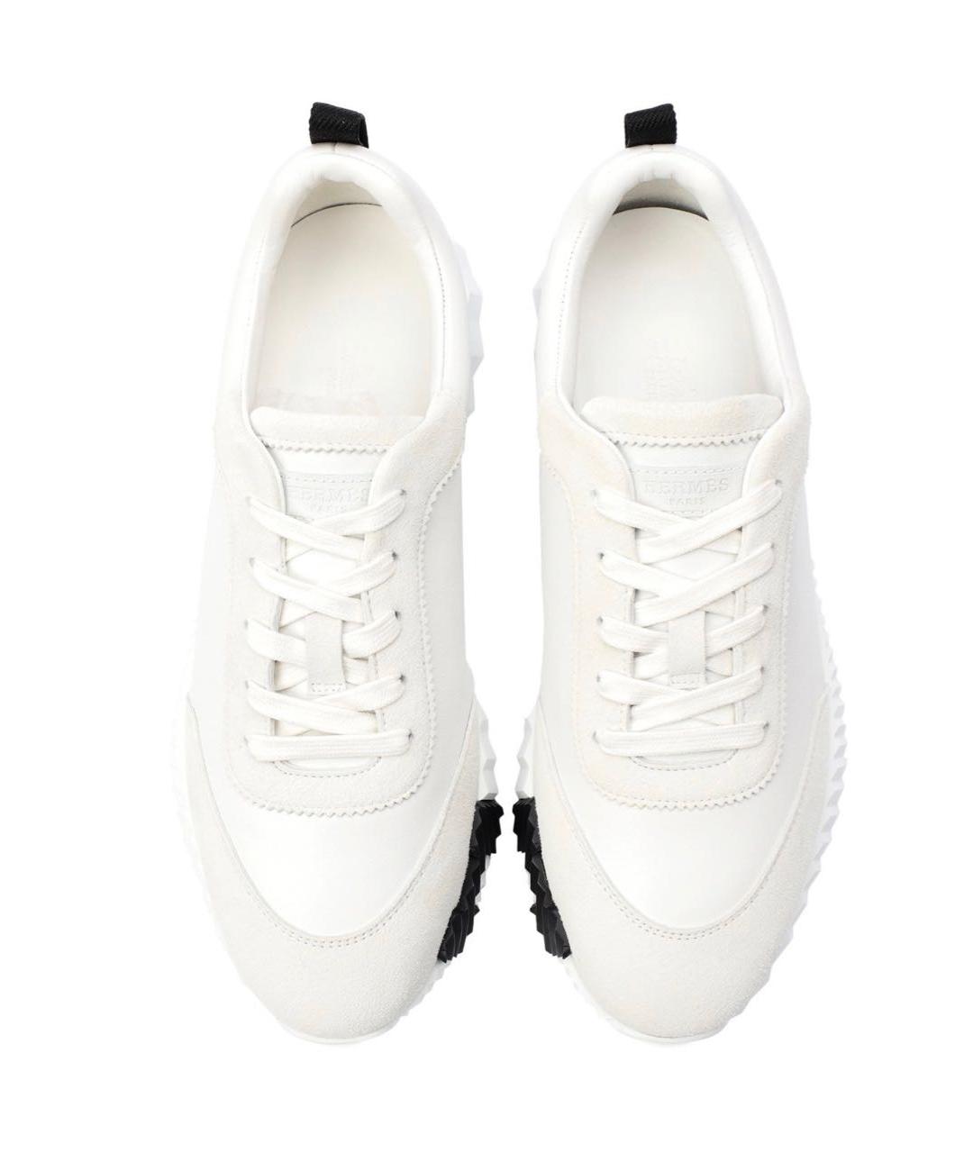 HERMES Белые кожаные слипоны, фото 7
