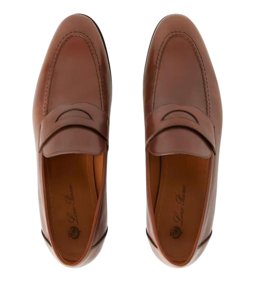 LORO PIANA Коричневые кожаные лоферы, фото 6