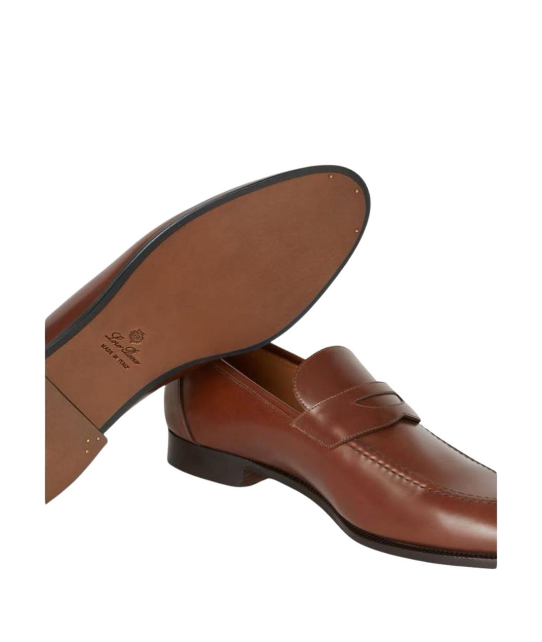 LORO PIANA Коричневые кожаные лоферы, фото 5