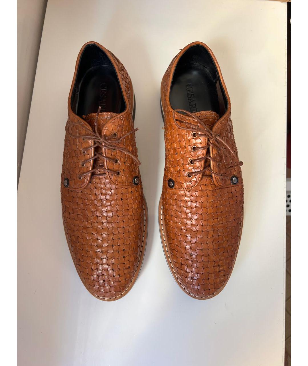 CESARE PACIOTTI Коричневые кожаные низкие ботинки, фото 2