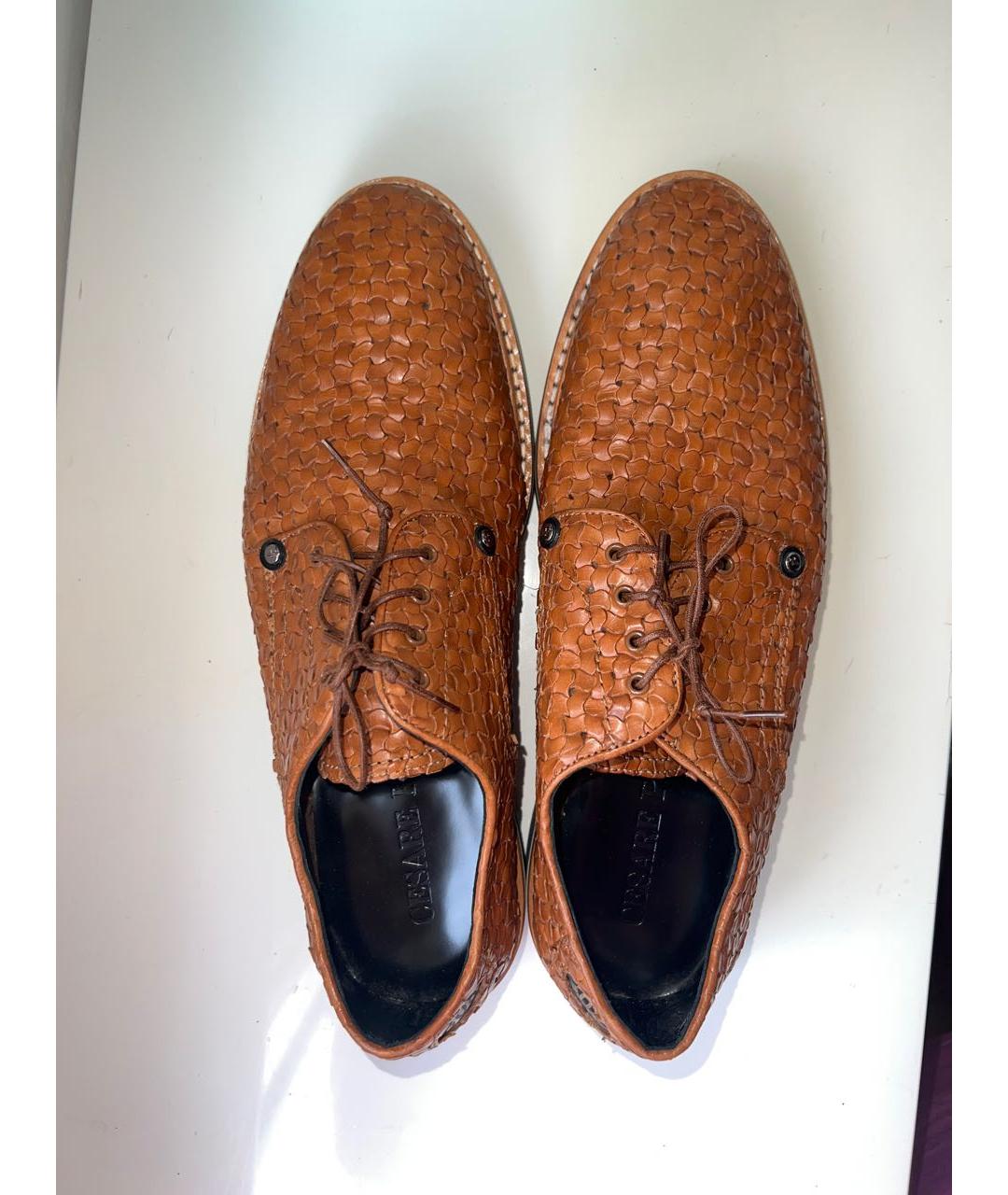 CESARE PACIOTTI Коричневые кожаные низкие ботинки, фото 3