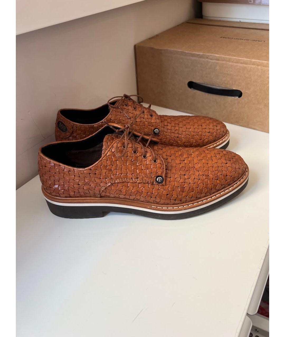 CESARE PACIOTTI Коричневые кожаные низкие ботинки, фото 5