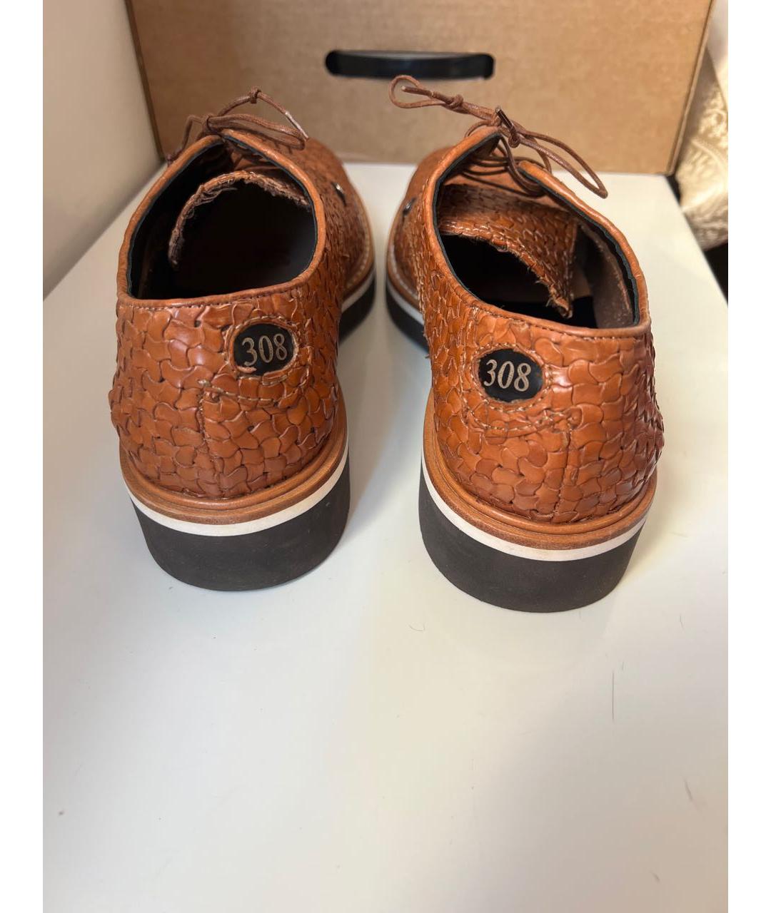 CESARE PACIOTTI Коричневые кожаные низкие ботинки, фото 4