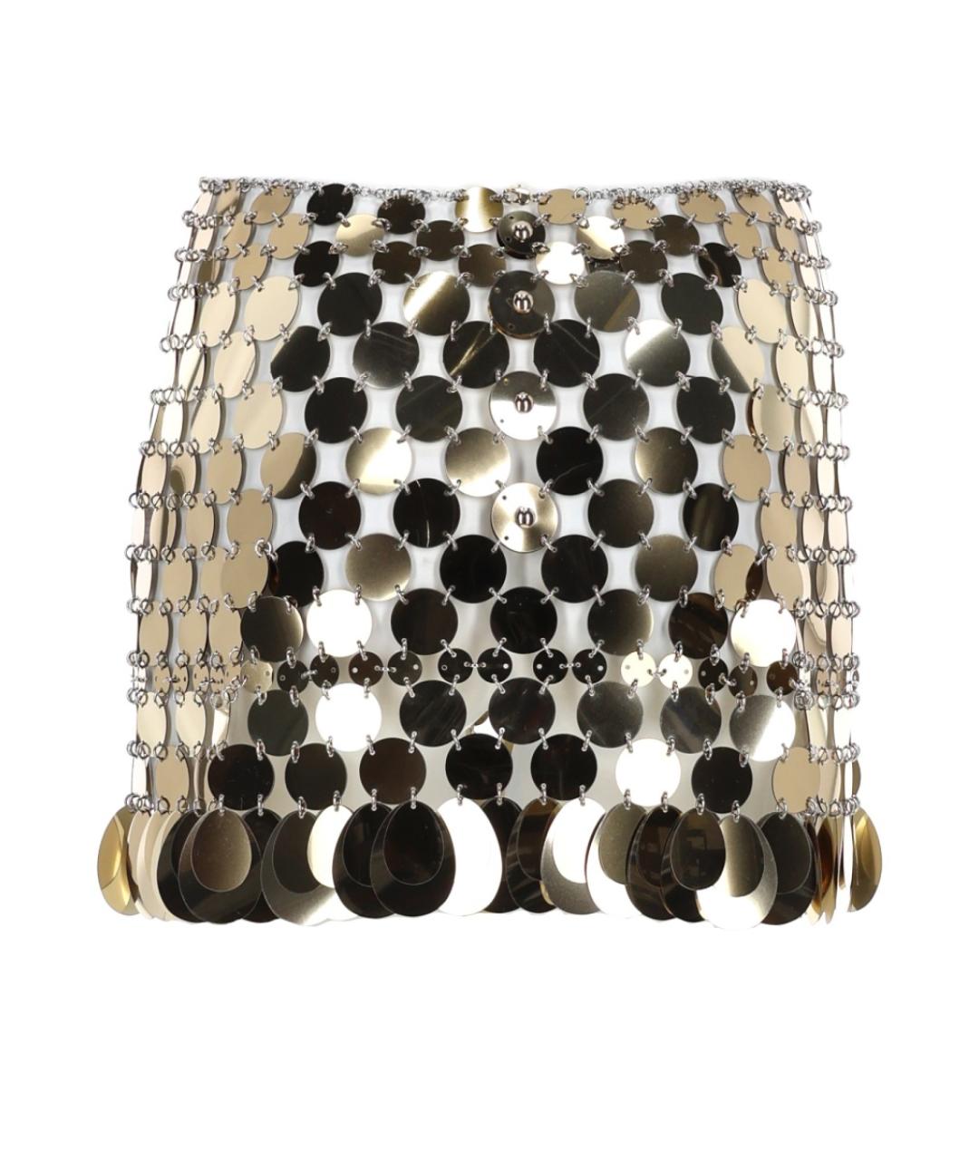 PACO RABANNE Золотая полиэстеровая юбка мини, фото 2