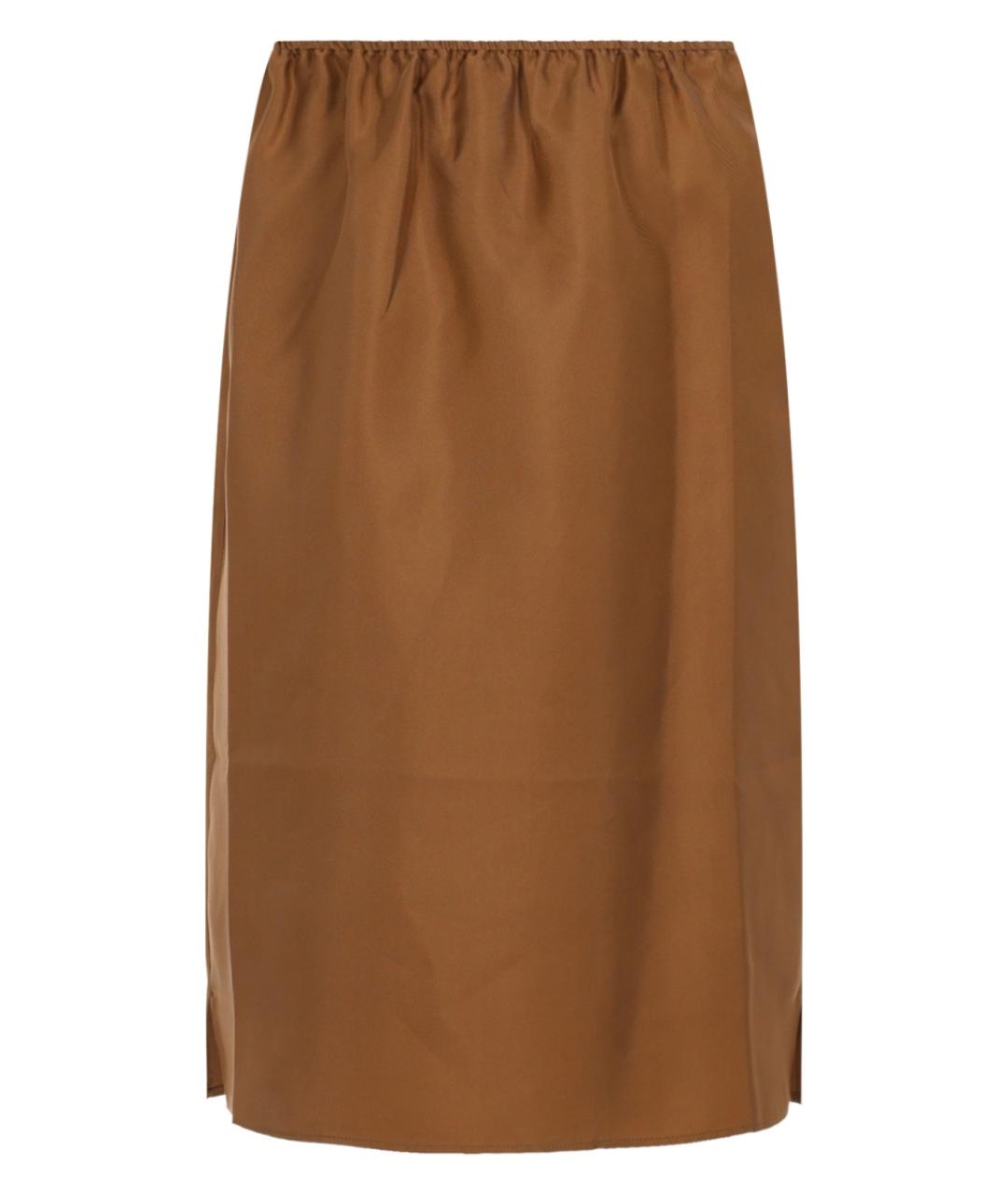LOULOU STUDIO Коричневая шелковая юбка миди, фото 2