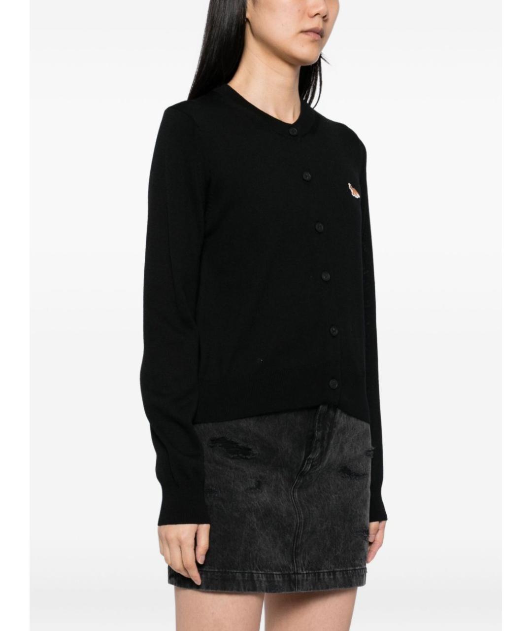 MAISON KITSUNE Черный шерстяной кардиган, фото 4