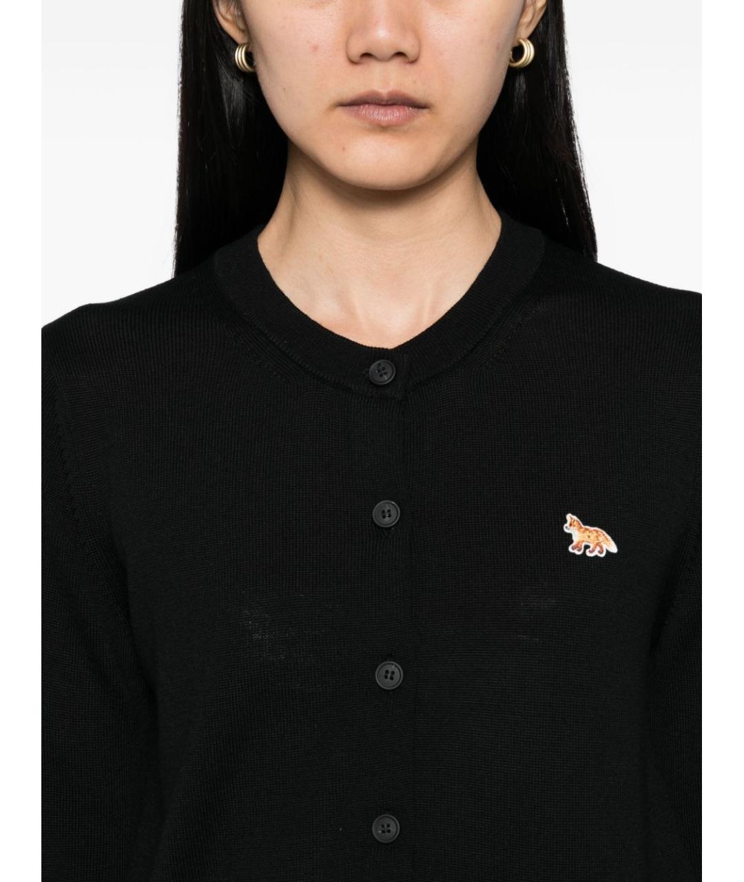 MAISON KITSUNE Черный шерстяной кардиган, фото 5