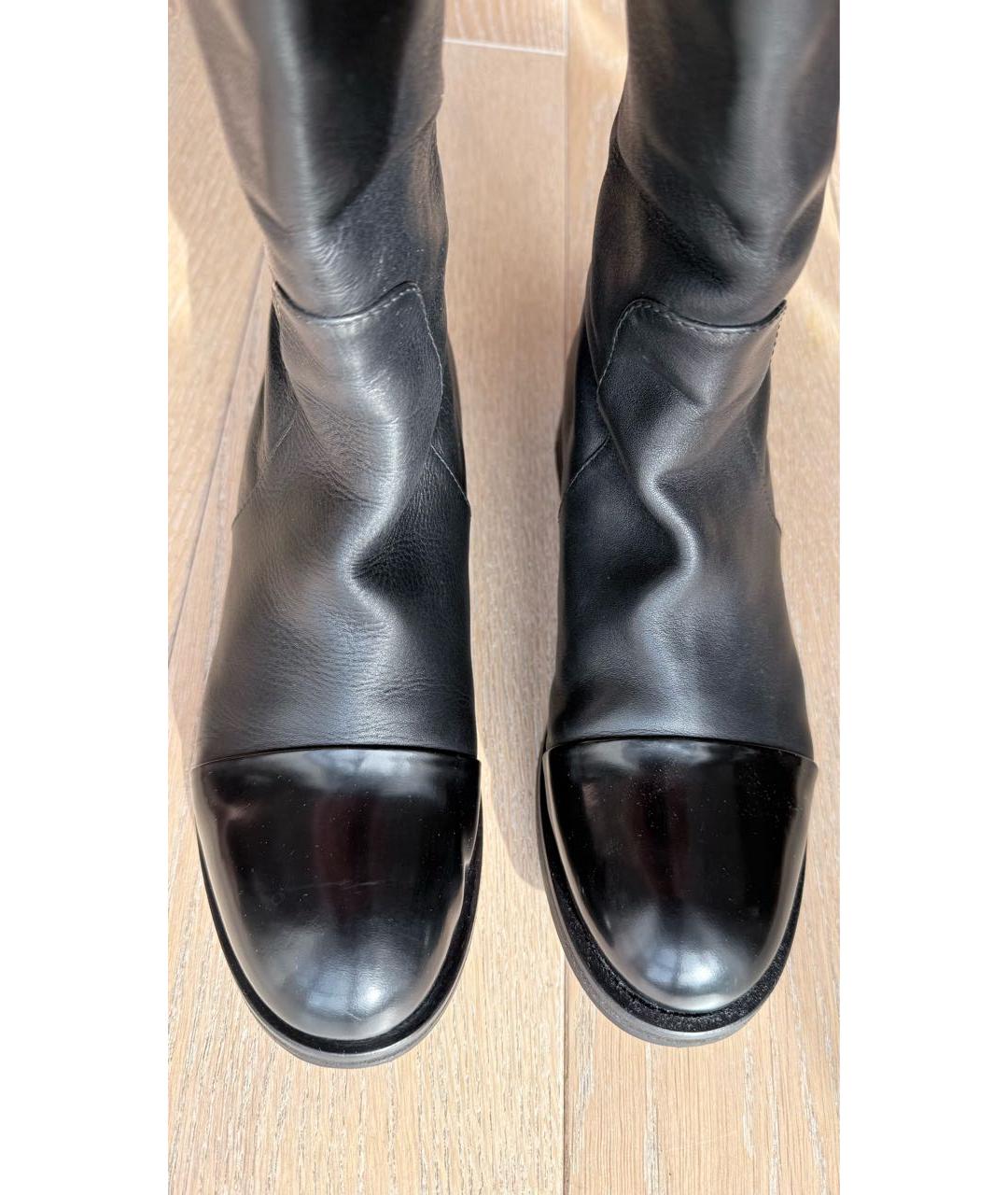 POLLINI Черные кожаные сапоги, фото 3