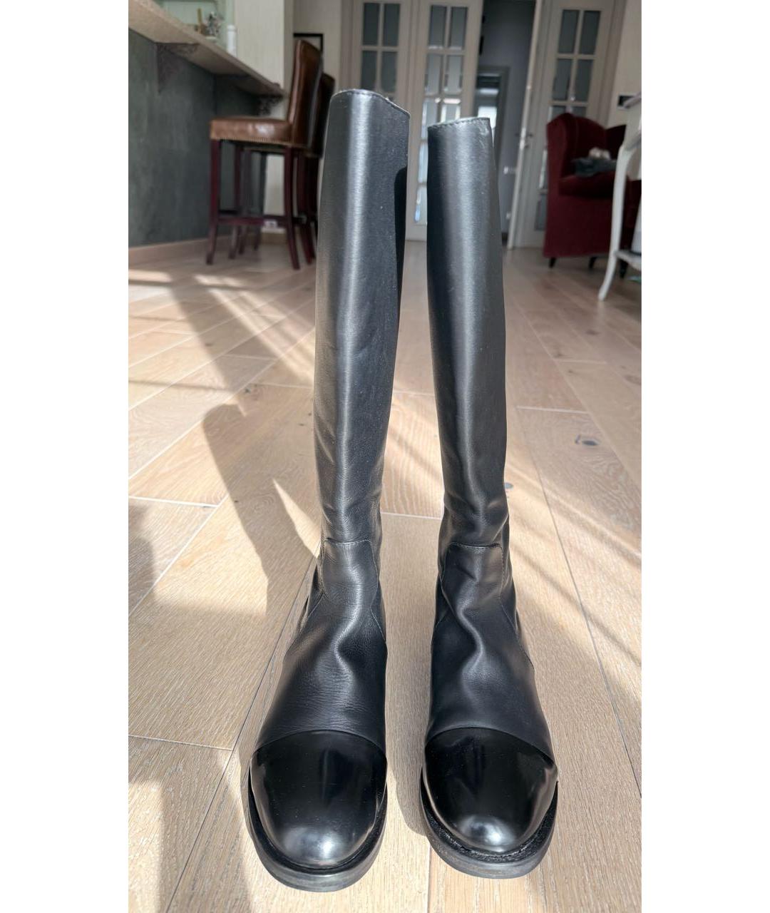 POLLINI Черные кожаные сапоги, фото 2