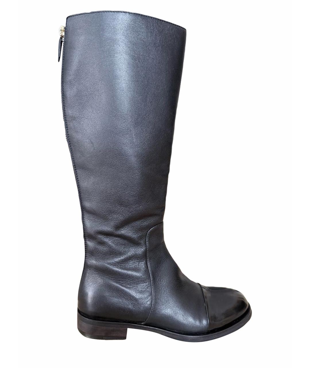 POLLINI Черные кожаные сапоги, фото 1