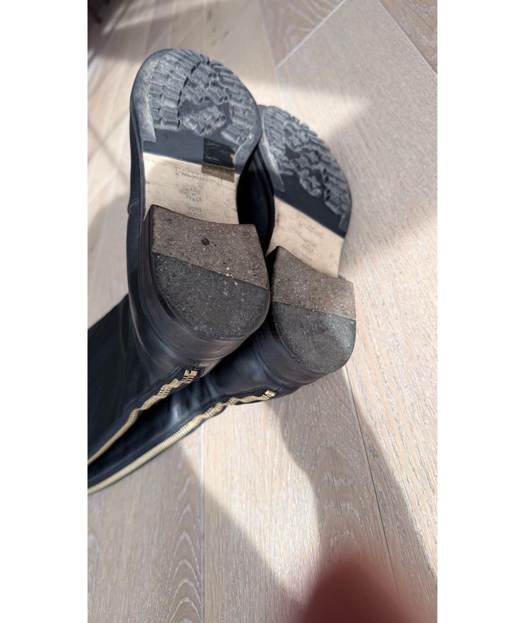 POLLINI Черные кожаные сапоги, фото 5
