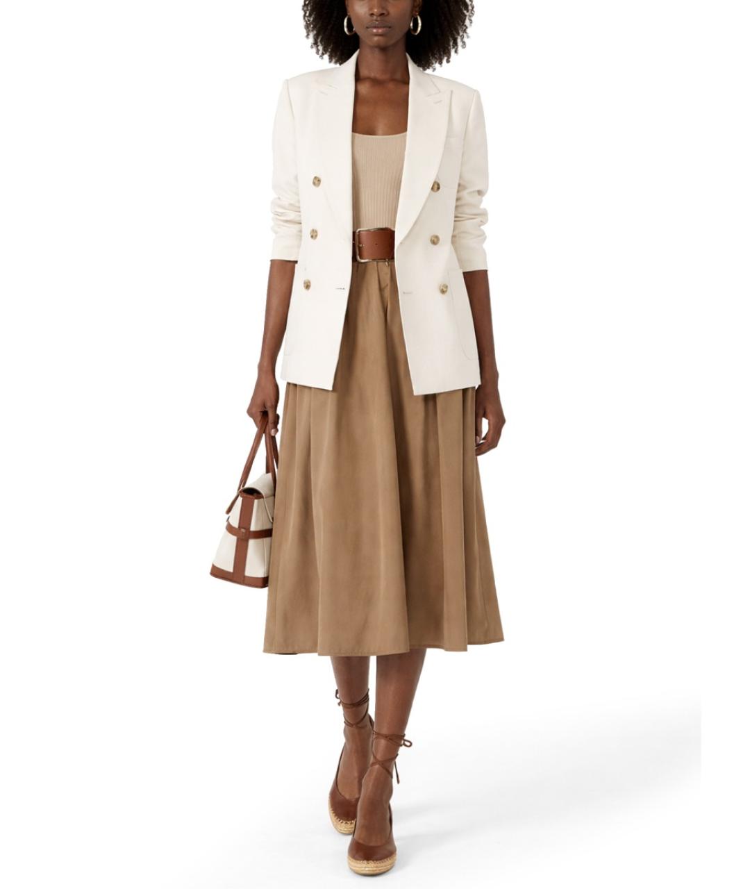 MAX MARA Коричневая полиэстеровая юбка миди, фото 2