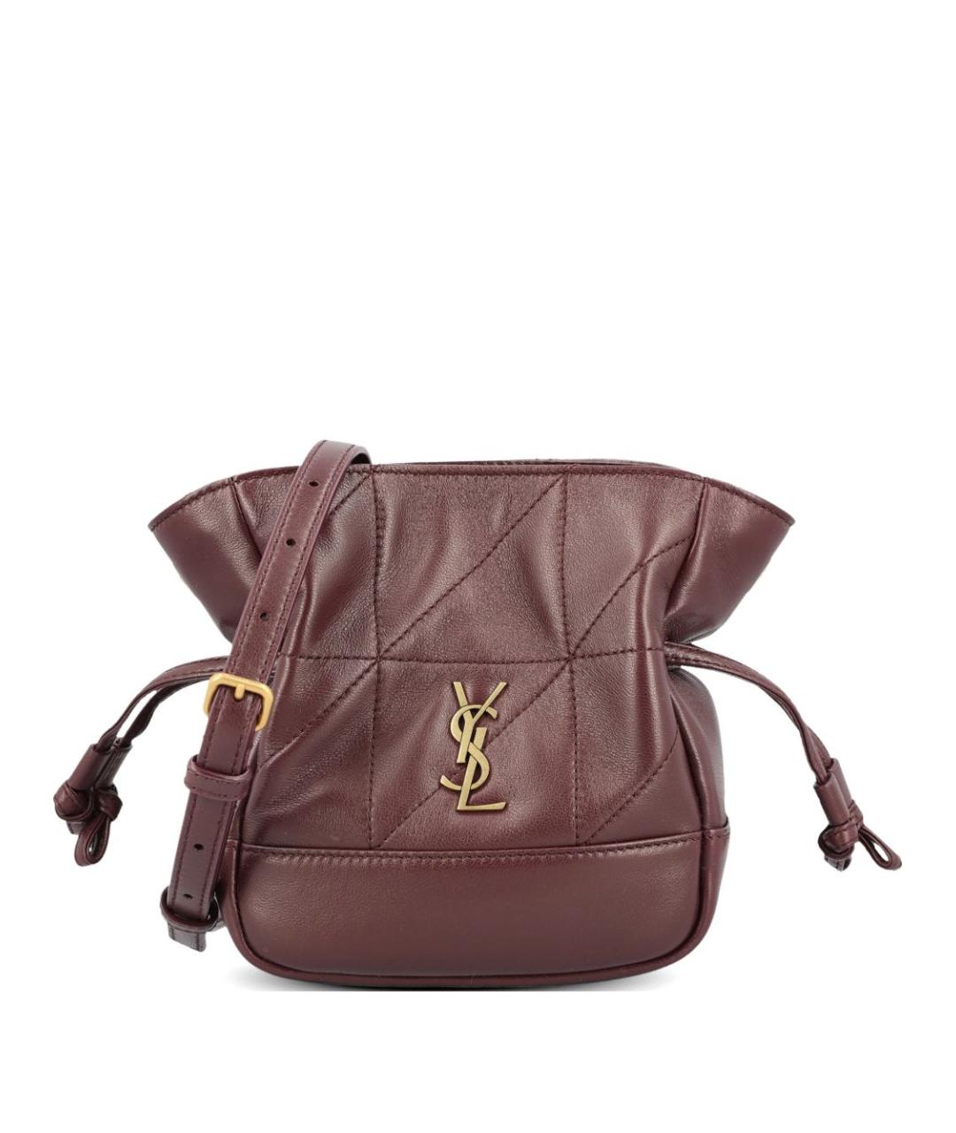 SAINT LAURENT Бордовая кожаная сумка через плечо, фото 1