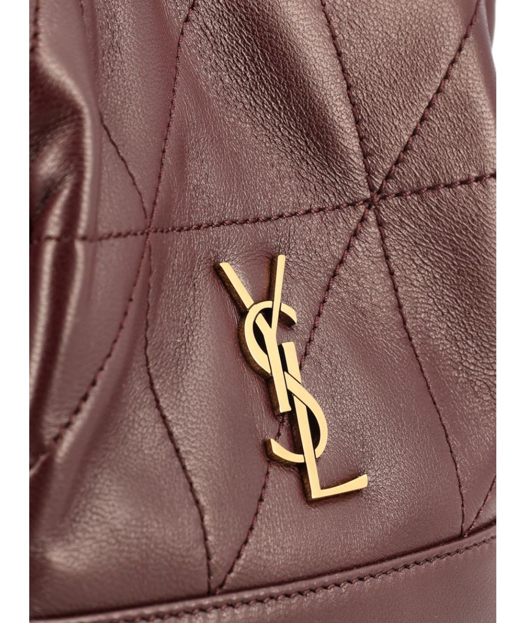 SAINT LAURENT Бордовая кожаная сумка через плечо, фото 2