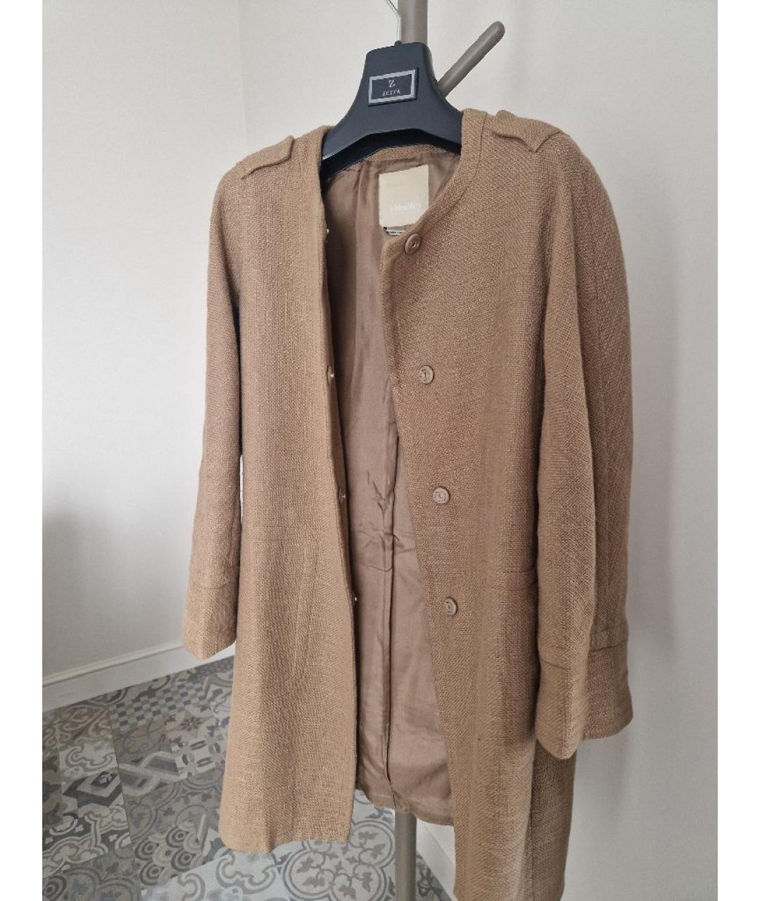 'S MAX MARA Бежевое хлопковое пальто, фото 7