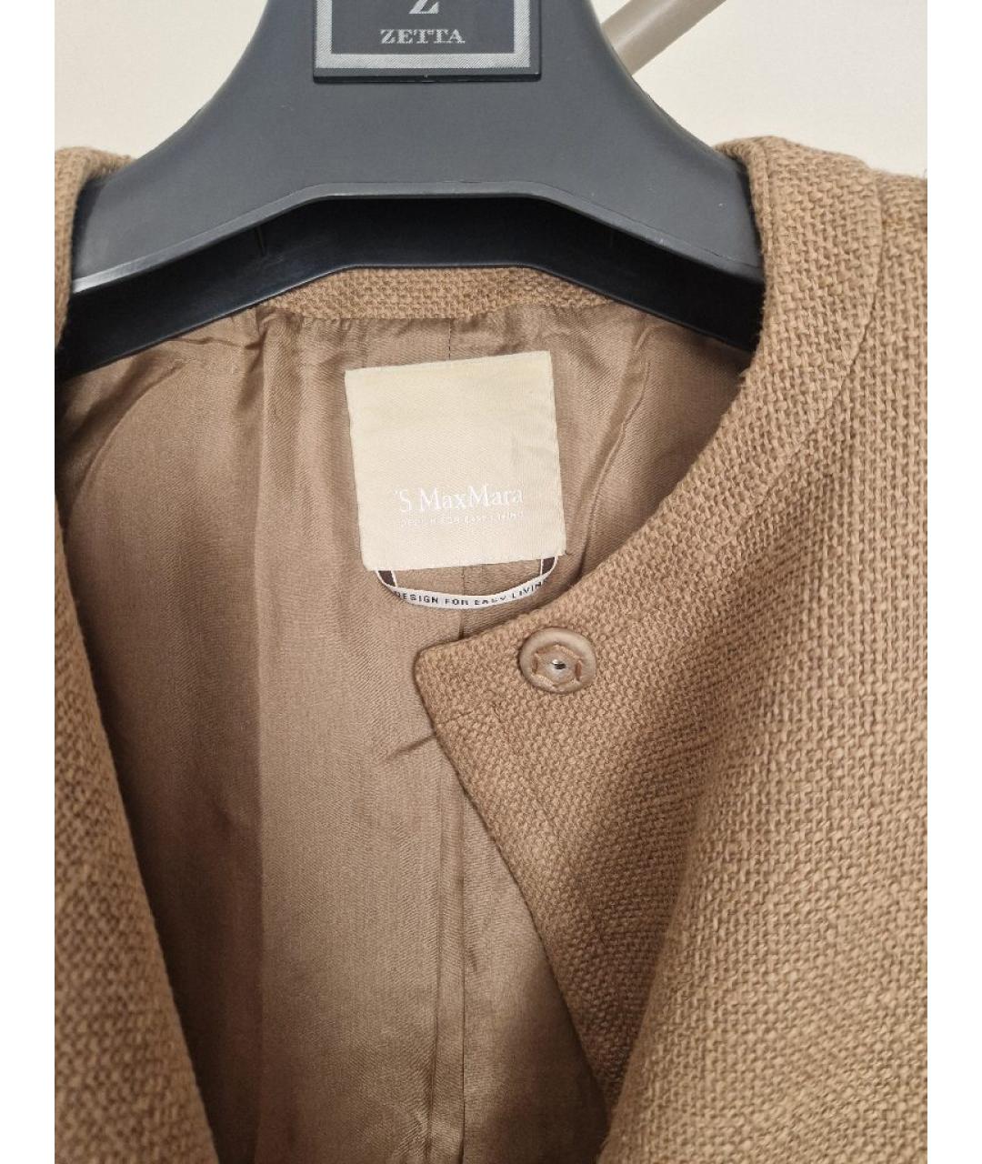 'S MAX MARA Бежевое хлопковое пальто, фото 3