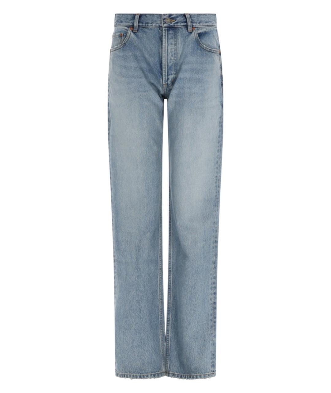 SAINT LAURENT Синие хлопковые прямые джинсы, фото 1