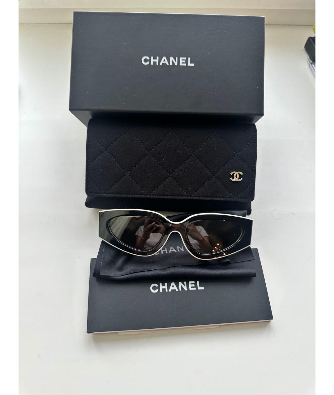 CHANEL Черные пластиковые солнцезащитные очки, фото 2