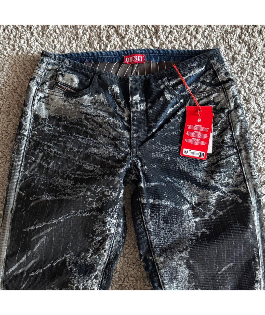 DIESEL Антрацитовые хлопко-полиэстеровые джинсы клеш, фото 3