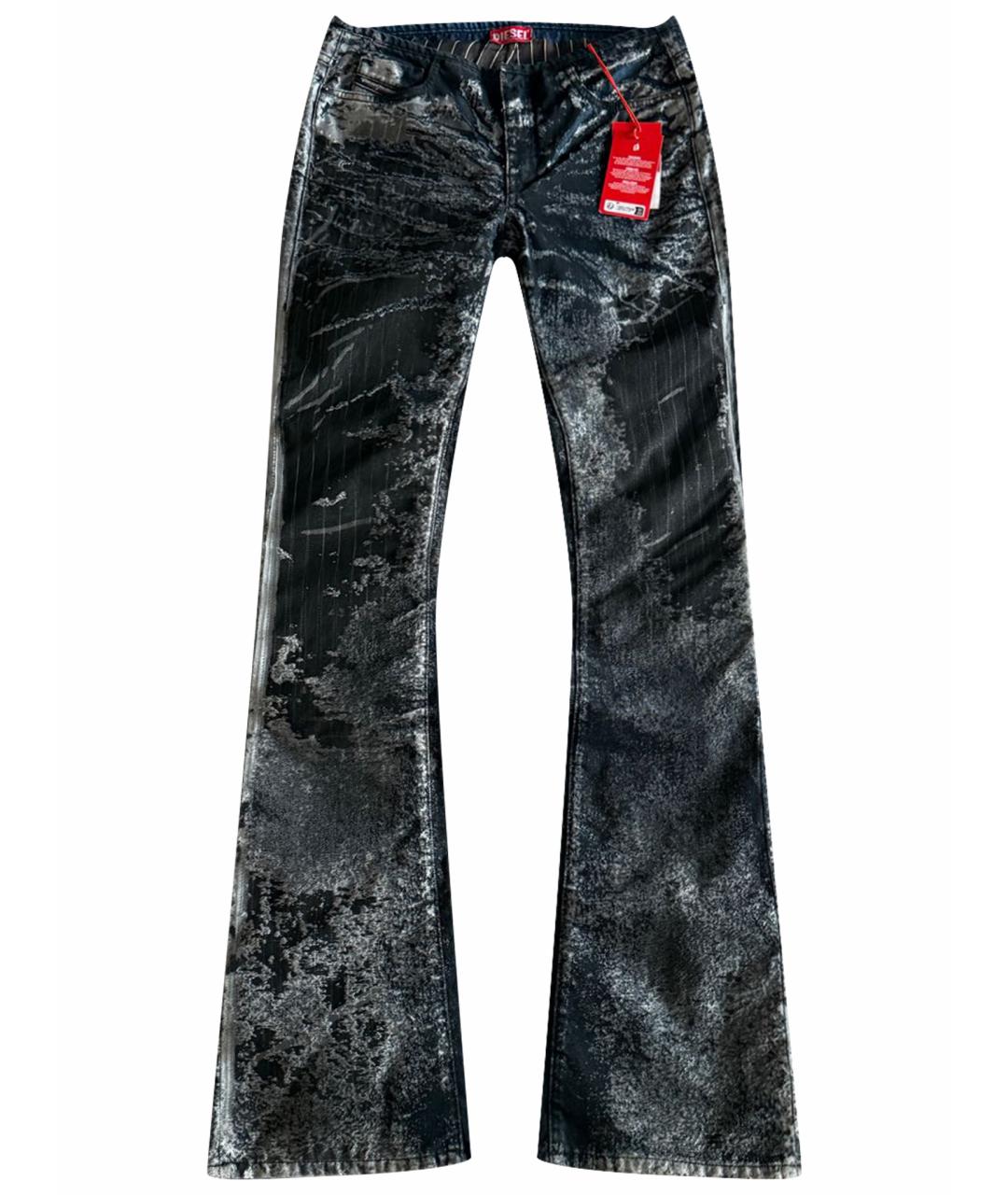 DIESEL Антрацитовые хлопко-полиэстеровые джинсы клеш, фото 1