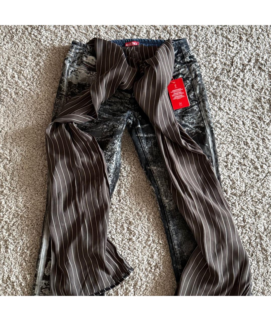 DIESEL Антрацитовые хлопко-полиэстеровые джинсы клеш, фото 4