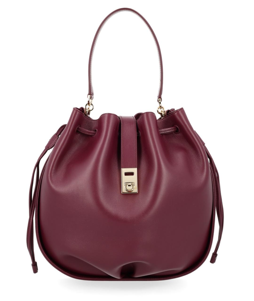 FERRAGAMO Бордовая кожаная сумка тоут, фото 1