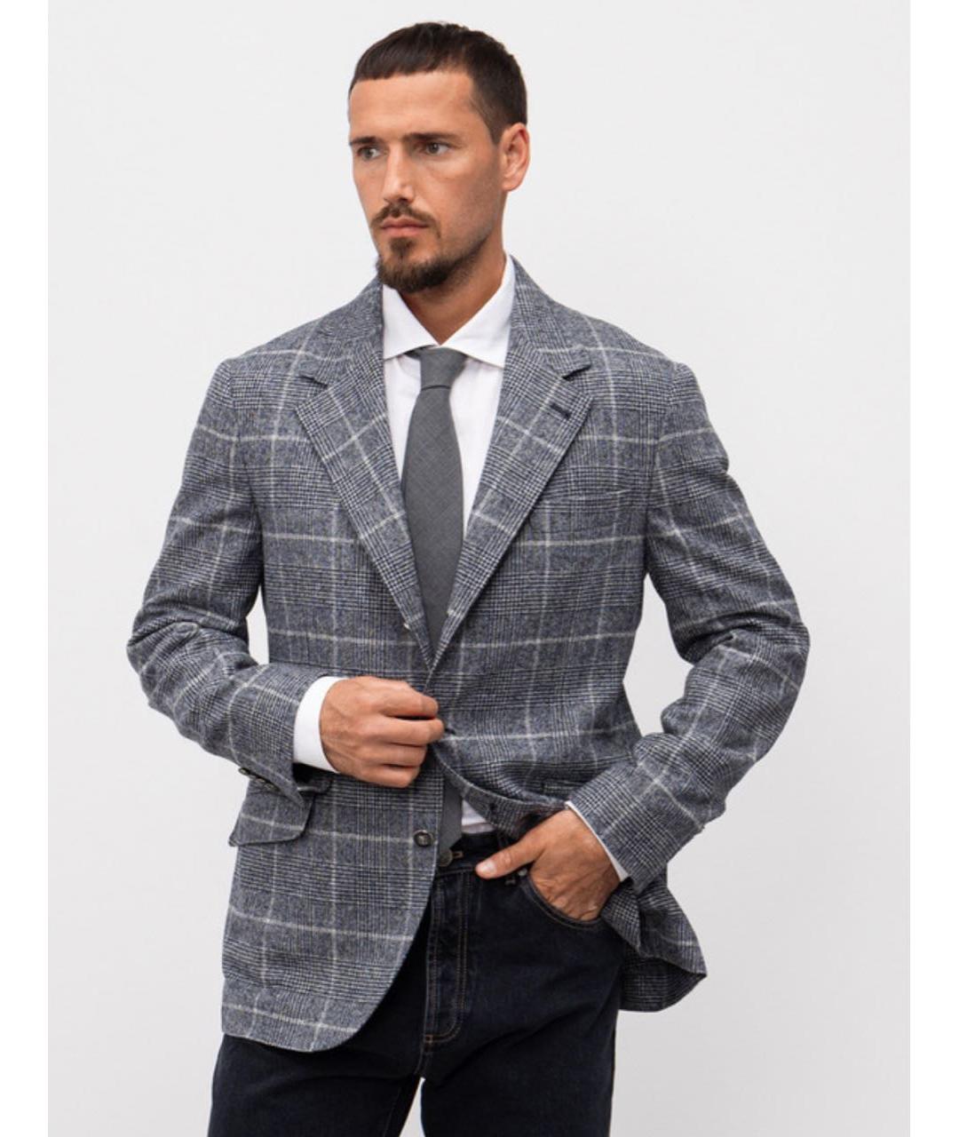 BRUNELLO CUCINELLI Серый шерстяной пиджак, фото 2