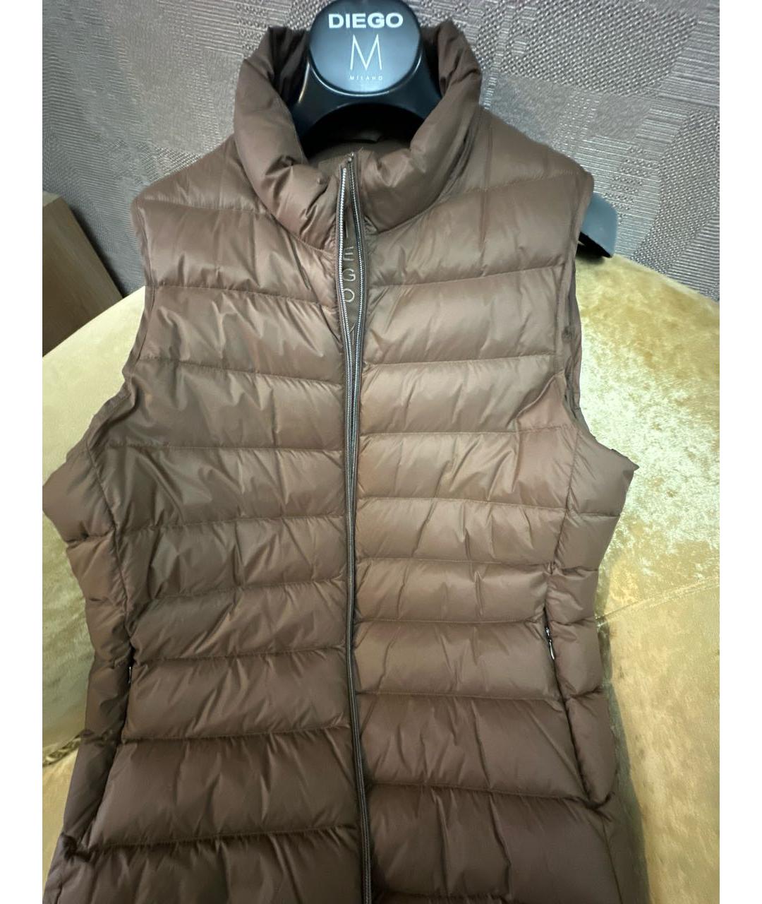 DIEGO M Коричневый полиэстеровый жилет, фото 5