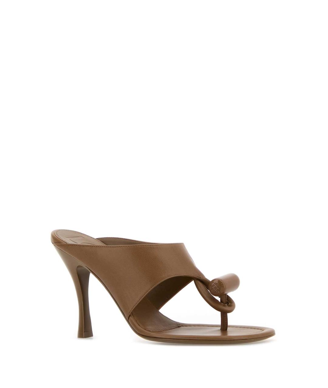 LOEWE Коричневые кожаные мюли, фото 2