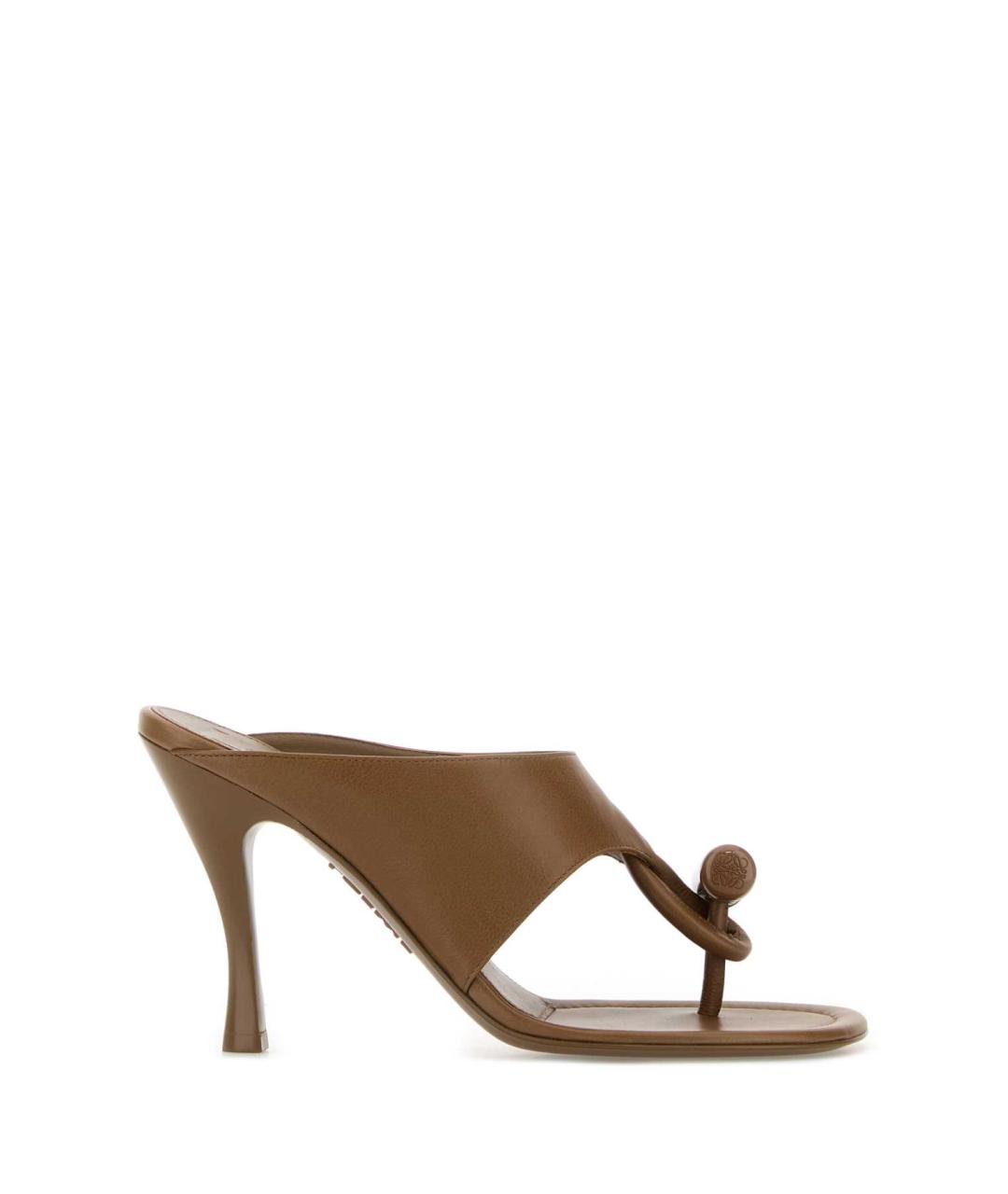 LOEWE Коричневые кожаные мюли, фото 1