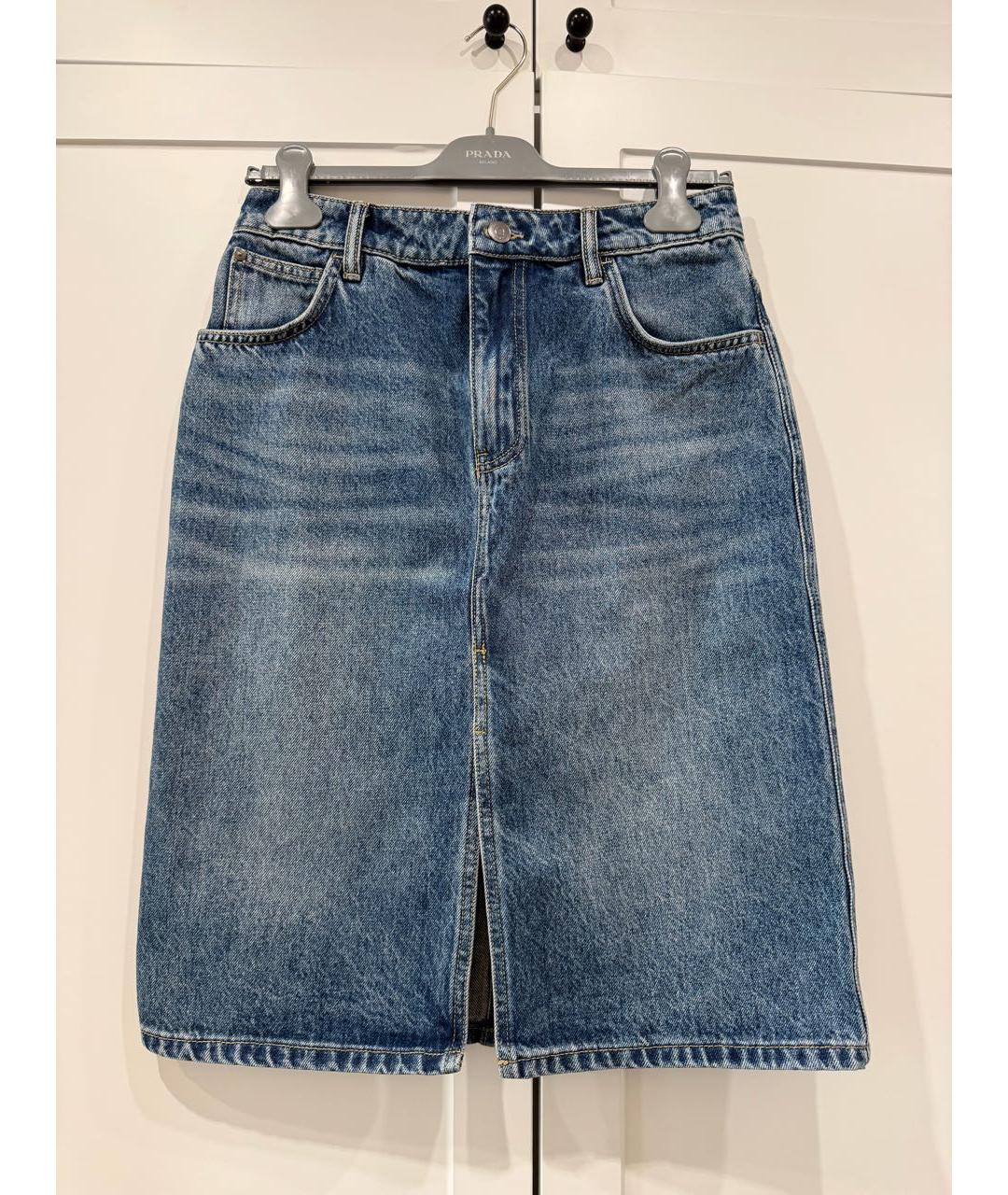 12 STOREEZ Синяя деним юбка миди, фото 4