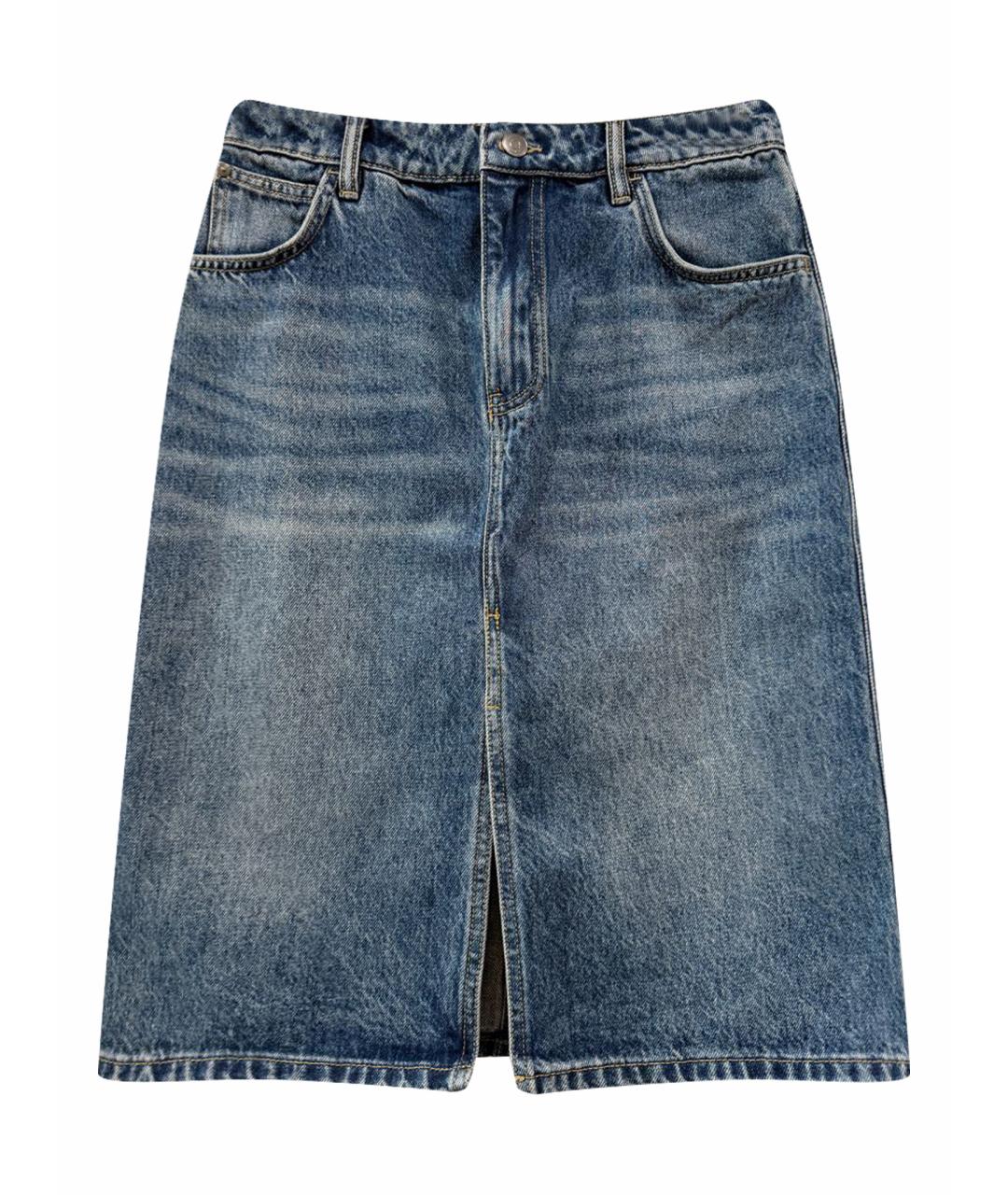 12 STOREEZ Синяя деним юбка миди, фото 1