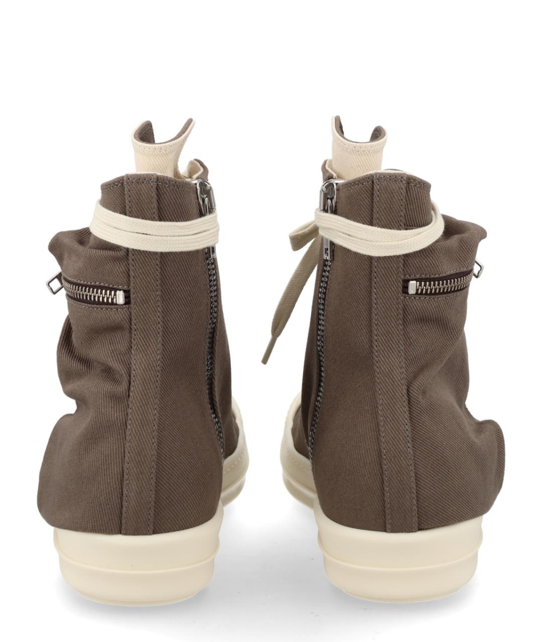 RICK OWENS DRKSHDW Коричневые текстильные высокие кроссовки / кеды, фото 4
