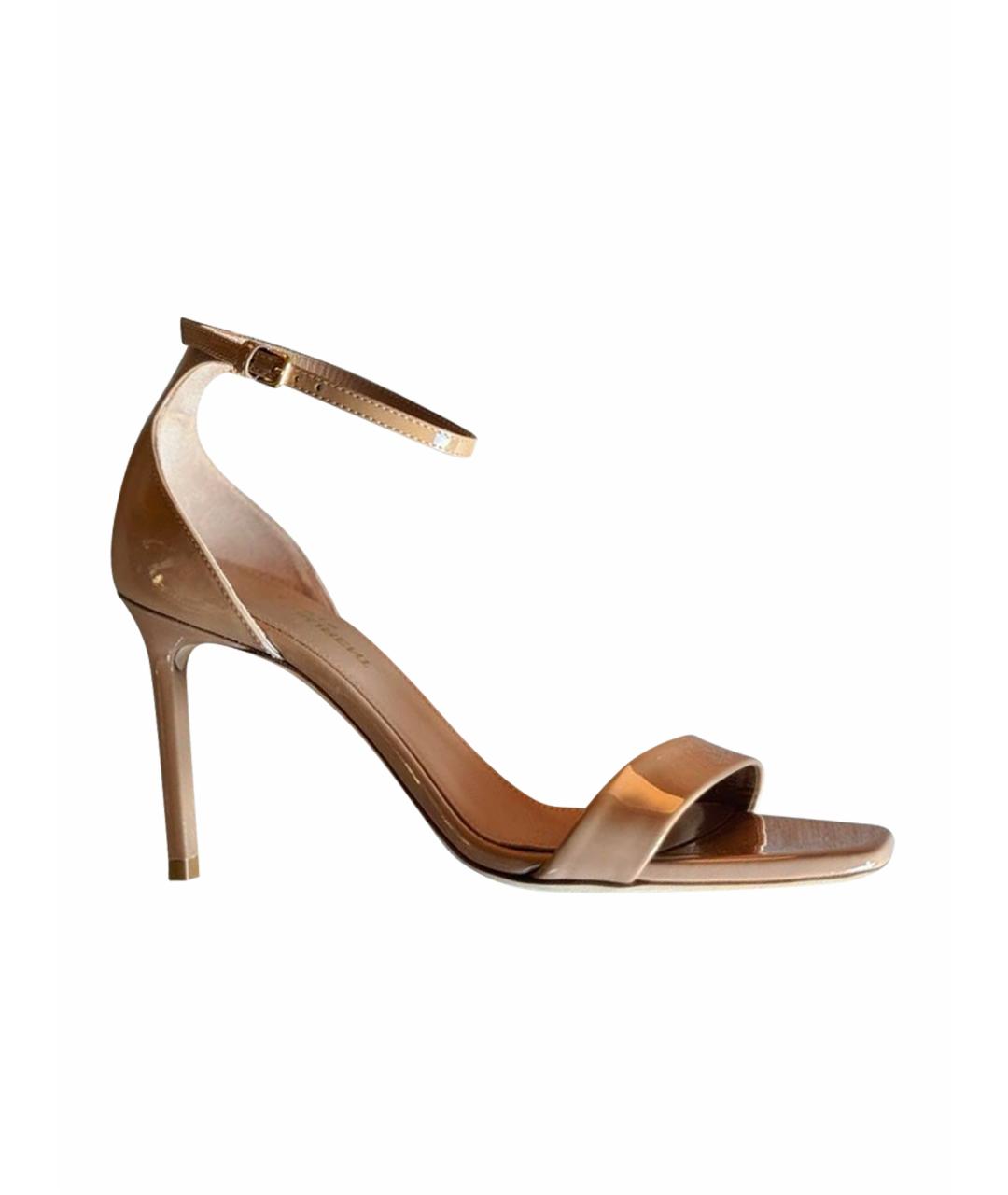 SAINT LAURENT Бежевые босоножки из лакированной кожи, фото 1