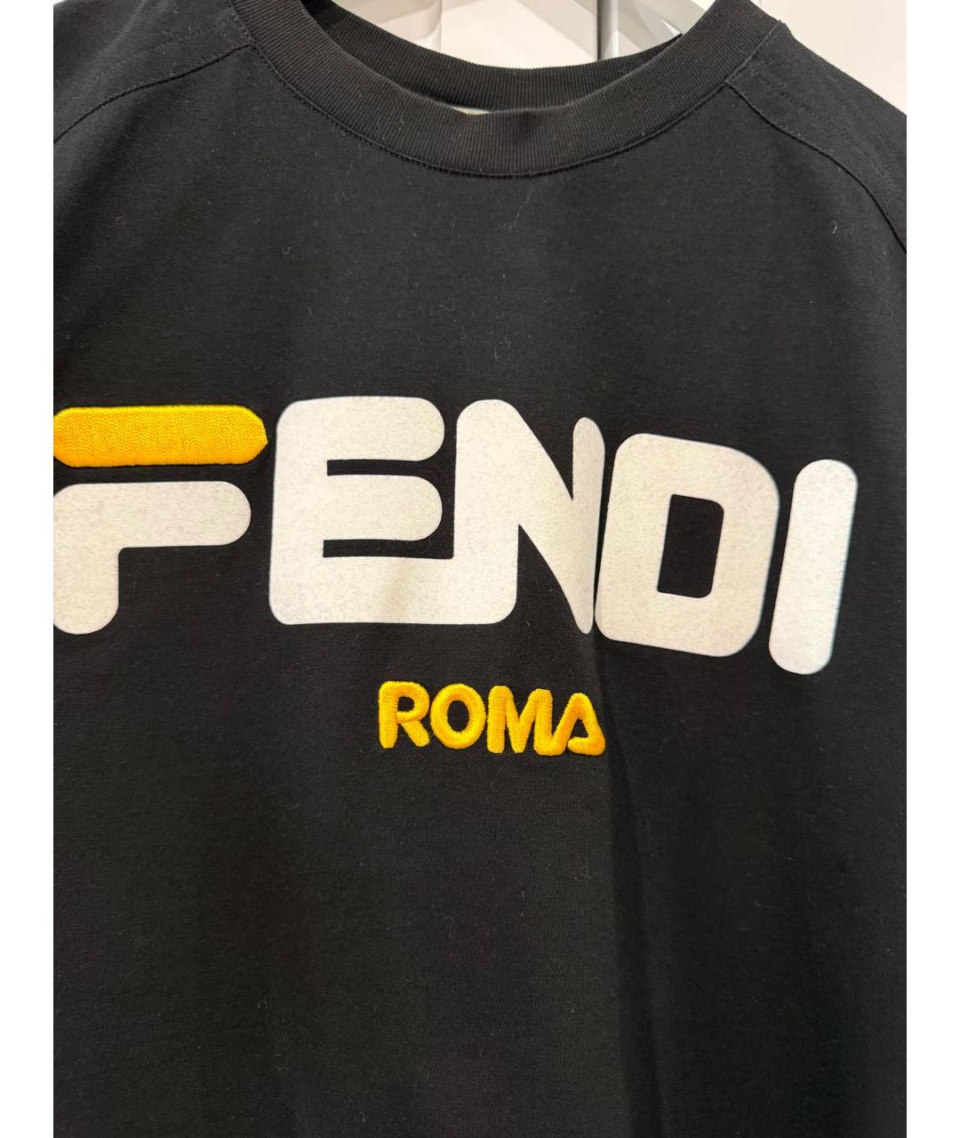 FENDI Черная хлопковая футболка, фото 4