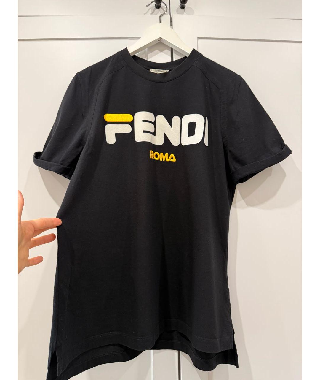 FENDI Черная хлопковая футболка, фото 6