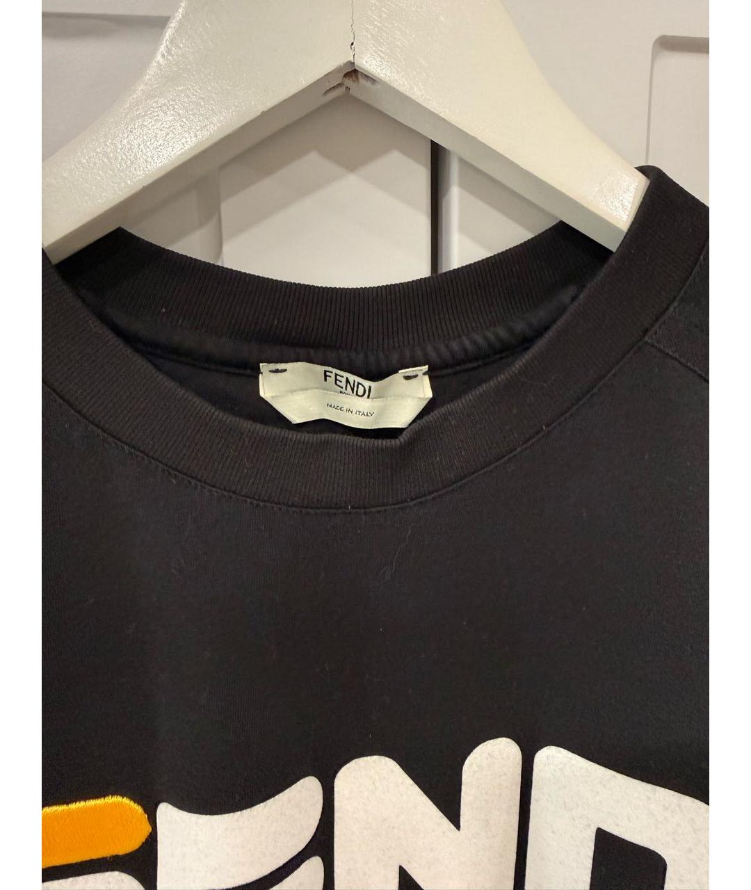 FENDI Черная хлопковая футболка, фото 3