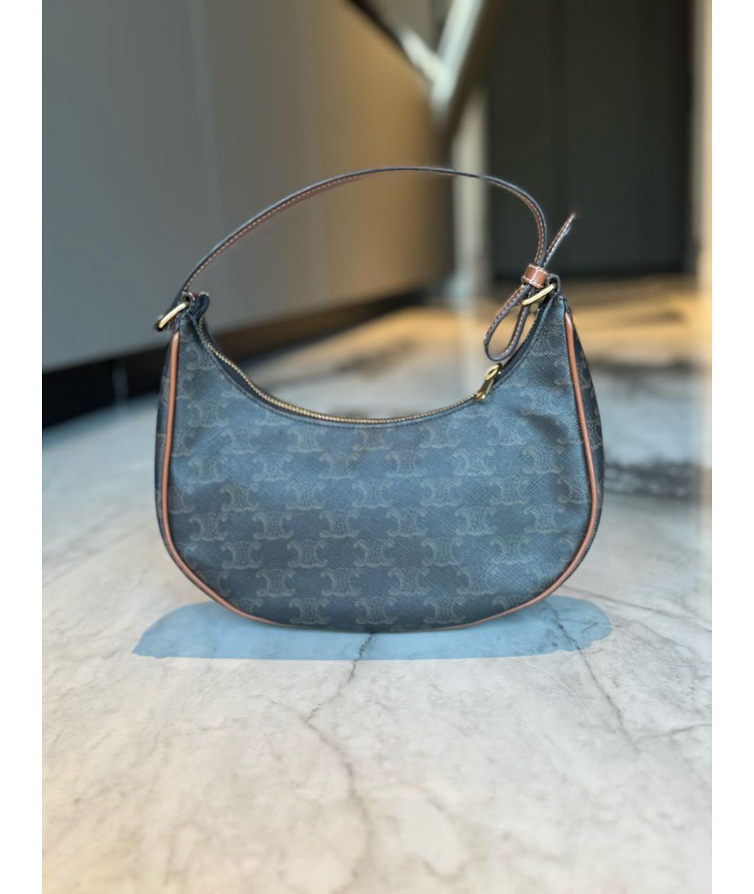 CELINE Коричневая кожаная сумка с короткими ручками, фото 8