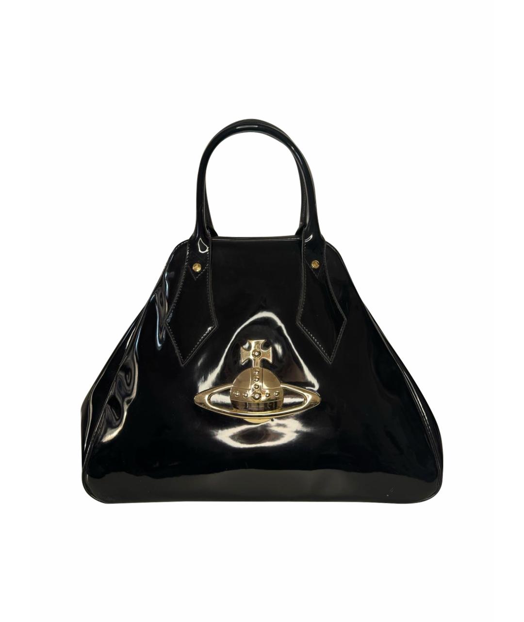 VIVIENNE WESTWOOD Черная кожаная сумка с короткими ручками, фото 1