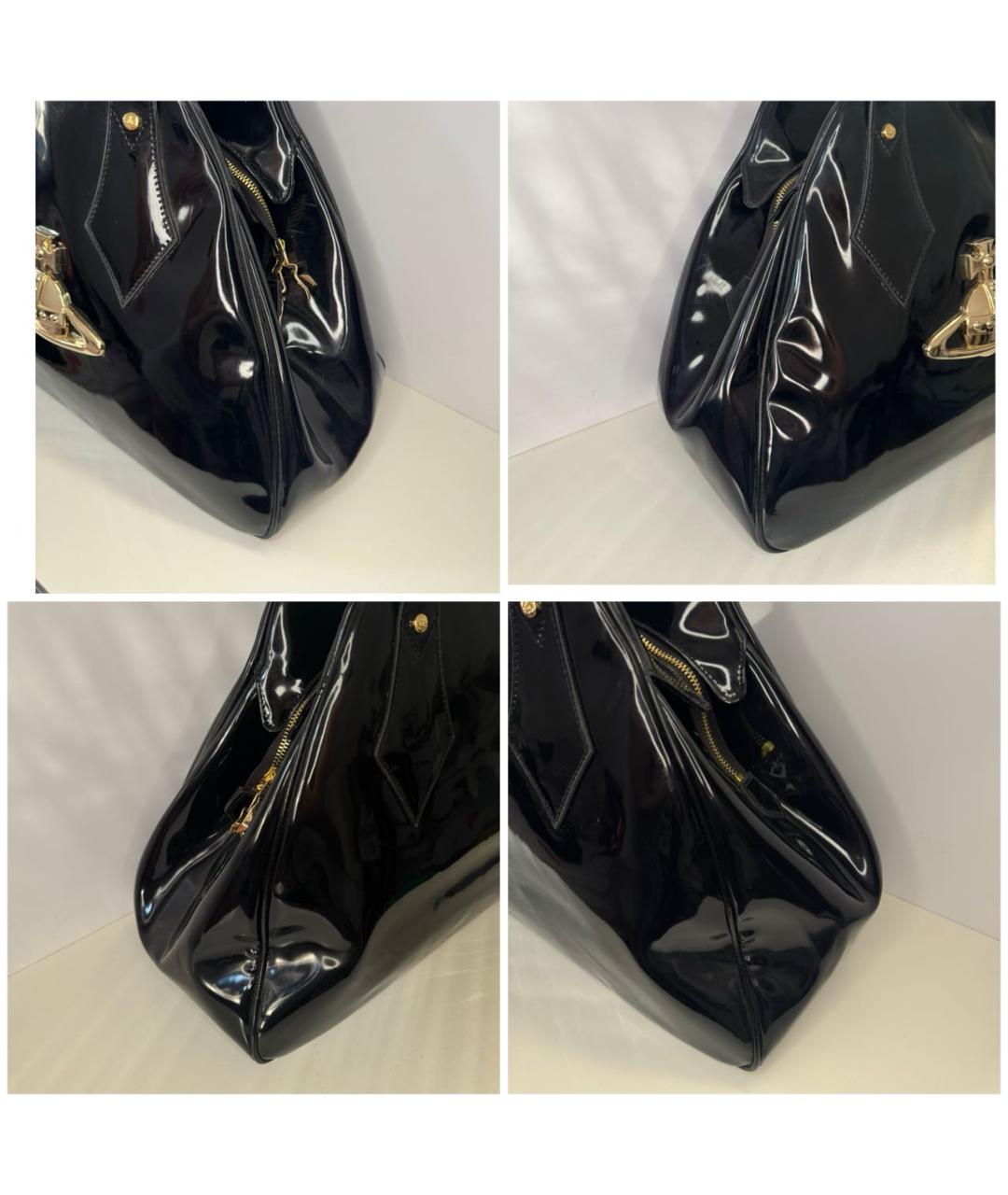 VIVIENNE WESTWOOD Черная кожаная сумка с короткими ручками, фото 6