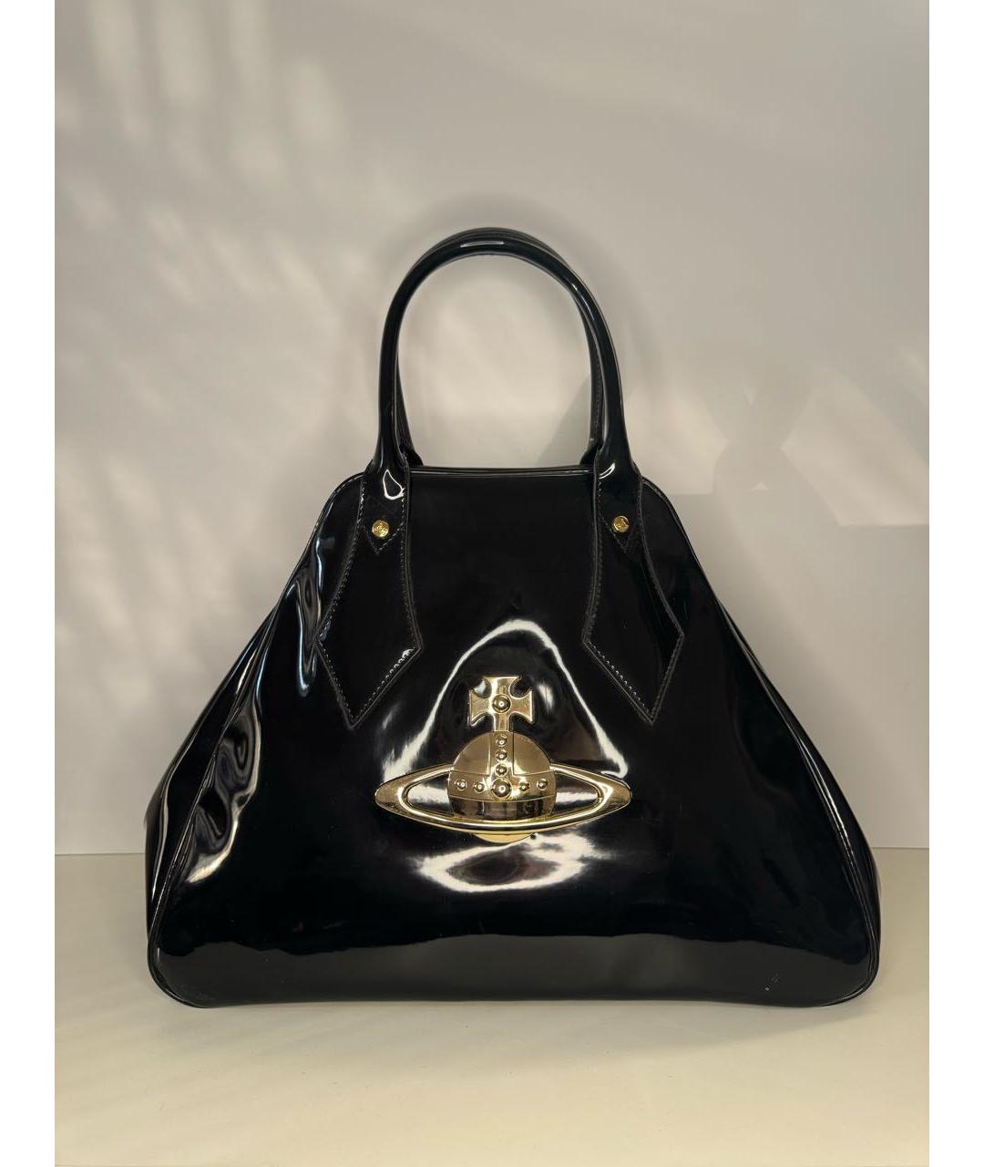 VIVIENNE WESTWOOD Черная кожаная сумка с короткими ручками, фото 7