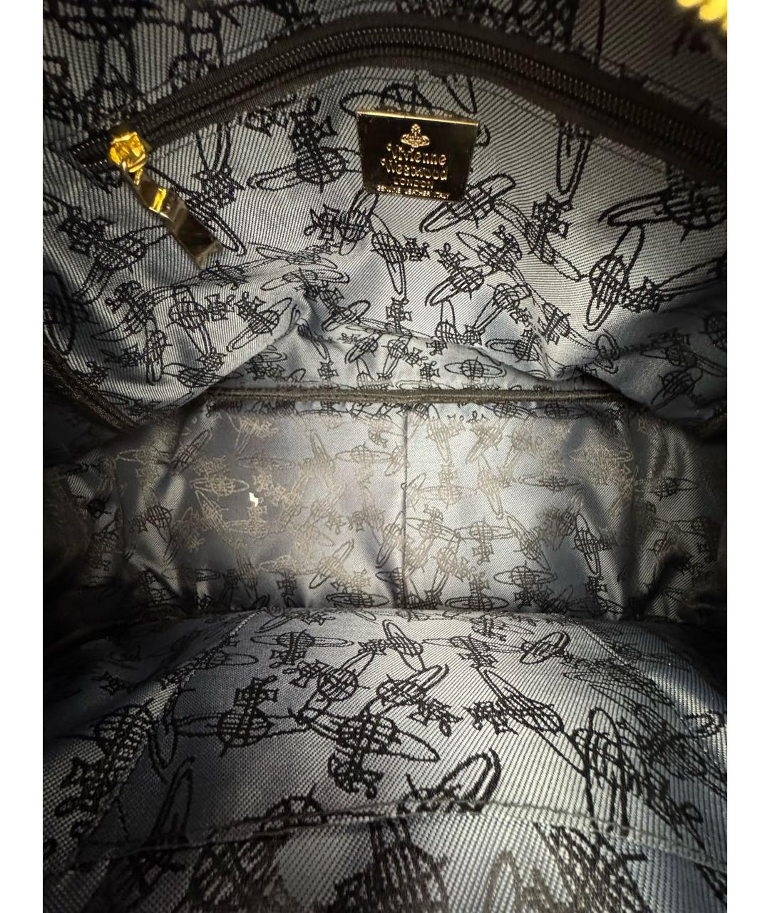 VIVIENNE WESTWOOD Черная кожаная сумка с короткими ручками, фото 4