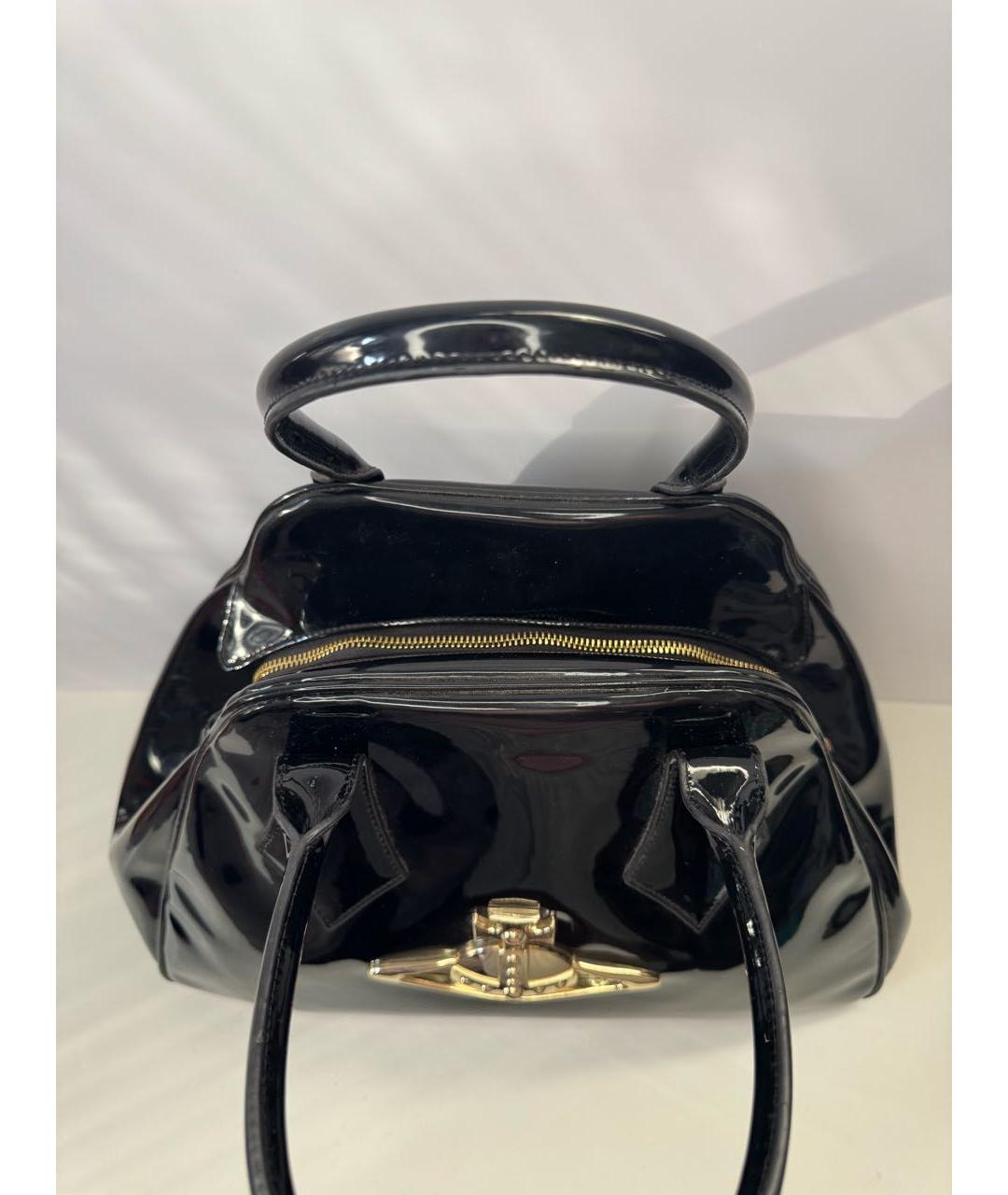 VIVIENNE WESTWOOD Черная кожаная сумка с короткими ручками, фото 3