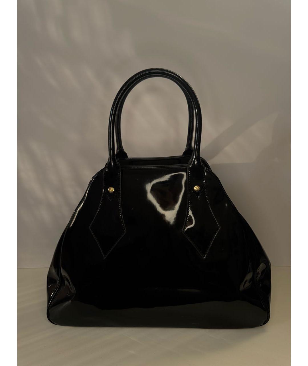 VIVIENNE WESTWOOD Черная кожаная сумка с короткими ручками, фото 2